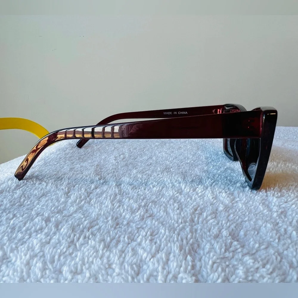 Men’s / Unisex Two Cat-Eye Sunglasses Pair - Mint & Burgundy with Mirrored Duo - Picture 3 of 10